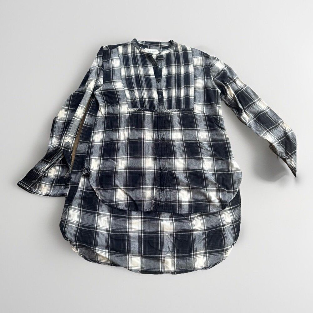 Denim & Supply Ralph Lauren Tunic Shirt Women Sz Large Black White Plaid HighLow